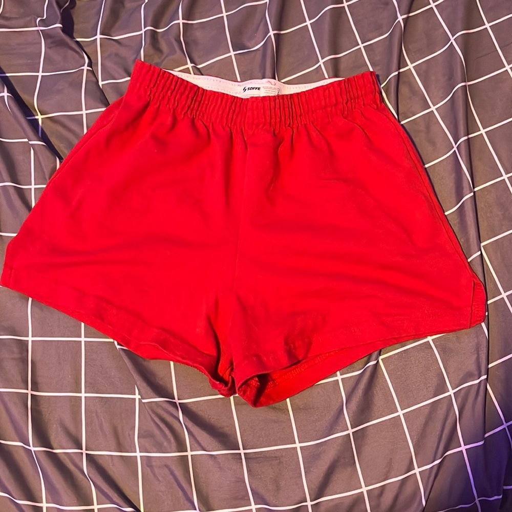 xs red elastic shorts